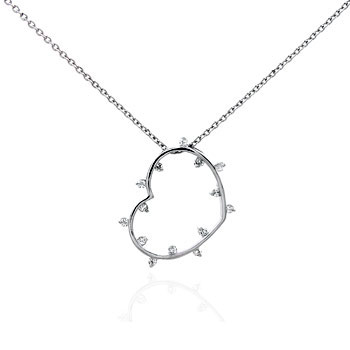 Sterling Silver Cubic Zirconia CZ Floating Heart Pendant
