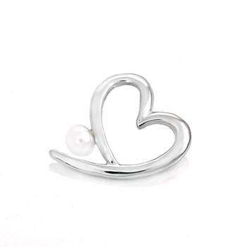 Sterling Silver Heart Pendant w/ Freshwater Pearl