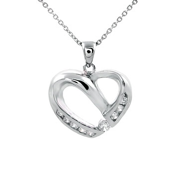 Sterling Silver  Cubic Zirconia Hand set  CZ Heart  Pendant