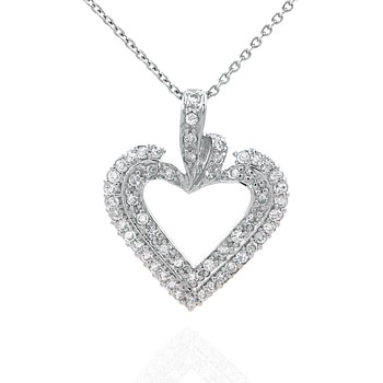 Sterling Silver  Cubic Zirconia Hand set  CZ Heart  Pendant