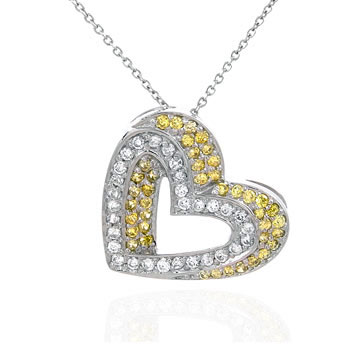 Sterling Silver Cubic Zirconia  CZ  Hand-Seting  Heart Pendant