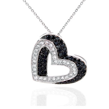 Sterling Silver Cubic Zirconia CZ Hand-Seting  Heart Pendant