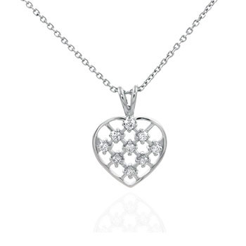 Sterling Silver Cubic Zirconia CZ Heart Pendant