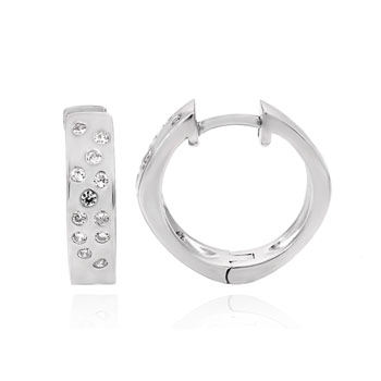 Sterling Silver Cubic Zirconia Round CZ Huggie Earrings