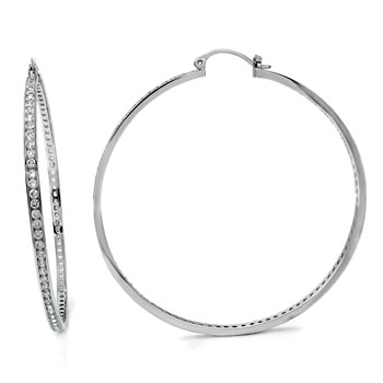 Sterling Silver Cubic Zirconia Round CZ Eternity Earrings