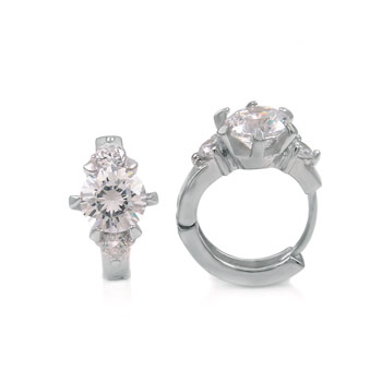Sterling Silver Cubic Zirconia 6MM Round CZ Earrings