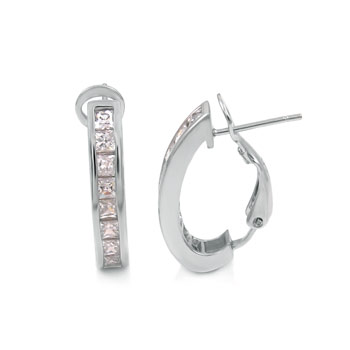 Sterling Silver Cubic Zirconia Princess CZ Earrings