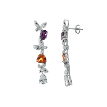 Sterling Silver Multi Color Gemstone Earrings
