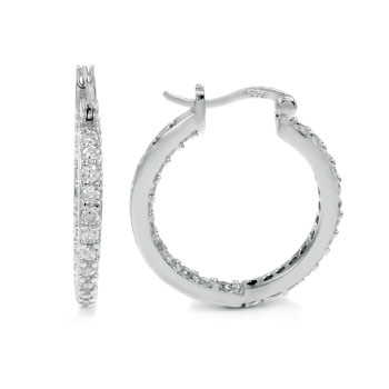  925 Silver Cubic Zirconia Pave Setting In & Out Round CZ Earrings