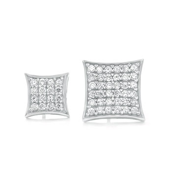  Sterling Silver Cubic Zirconia Pave Setting Round CZ Earrings