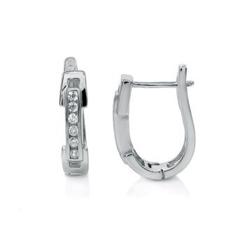  Sterling Silver Cubic Zirconia Huggie Round CZ Earrings