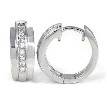 Sterling Silver CZ Cubic Zirconia  Huggie Earrings