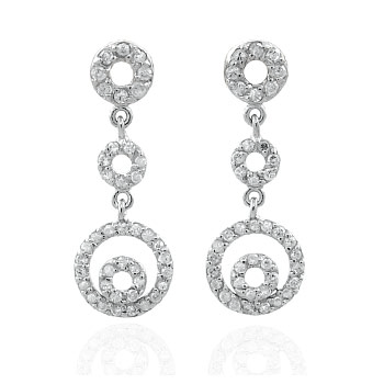 Sterling Silver CZ Cubic Zirconia Dangle Earrings
