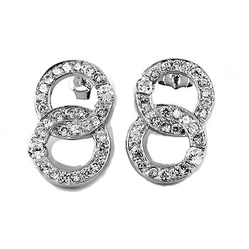 Sterling SilverCubic Zirconia Double Circle CZ Earrings