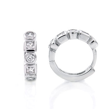 Sterling Silver Cubic Zirconia 12mm CZ Huggie Earrings