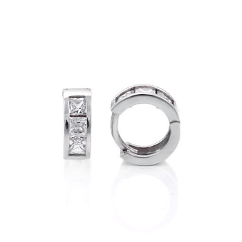 Sterling Silver Cubic Zirconia 10mm Princes CZ Huggie Earrings