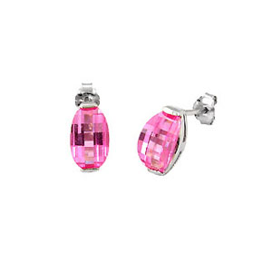 Sterling Silver Cubic Zirconia  Pink CZ  Earrings W/ Rhodium 