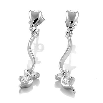 Sterling Silver Cubic Zirconia Fashion CZ Earrings W/ Rhodium 