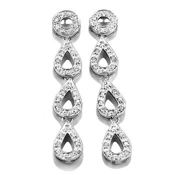 Sterling Silver Cubic Zirconia CZ Earrings W/ Rhodium 