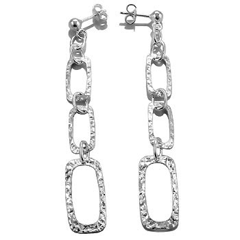 Sterling Silver  Hammer Stamping  Fashion Dangle Earrings W/  No Rhodium 