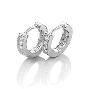 Sterling Silver Cubic Zirconia 12MM CZ Huggie  Earrings
