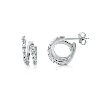  Sterling Silver Cubic Zirconia Hand Setting Round CZ Earrings