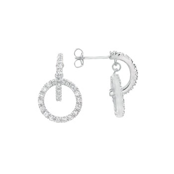  Sterling Silver Cubic Zirconia Pave Setting Round CZ Earrings