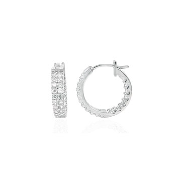  Sterling Silver Cubic Zirconia In & Out Round CZ Earrings