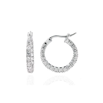  Sterling Silver Cubic Zirconia In & Out Round CZ Earrings