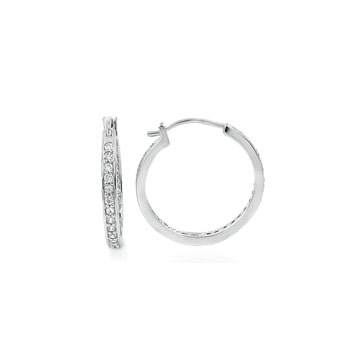 Sterling Silver Cubic Zirconia In & Out Round CZ Earrings