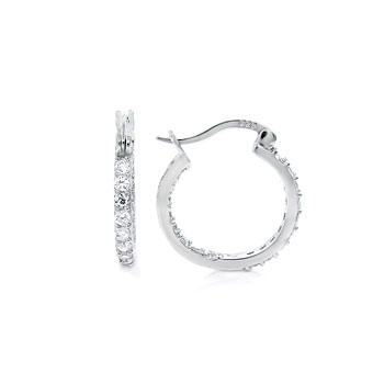  Sterling Silver Cubic Zirconia In & Out Round CZ Earrings