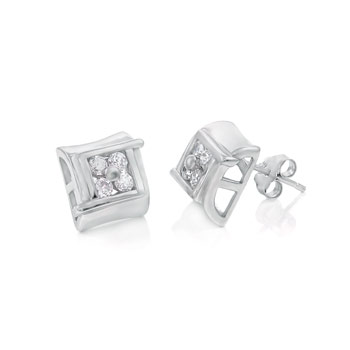  Sterling Silver Cubic Zirconia Round CZ Earrings