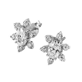Sterling Silver Fashion Earrings W/ Rhodium 