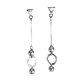 Sterling Silver Fashion Dangle Earrings W/ Rhodium 