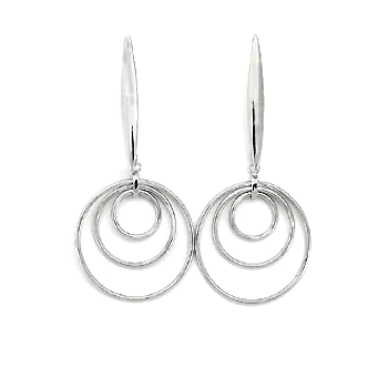 Sterling Silver Fashion Dangle Earrings W/ Rhodium 