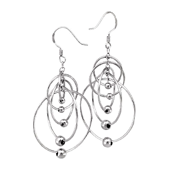 Sterling Silver Fashion Dangle Earrings W/ Rhodium 