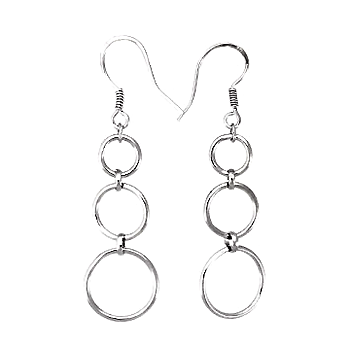 Sterling Silver Fashion Dangle Earrings W/ Rhodium 