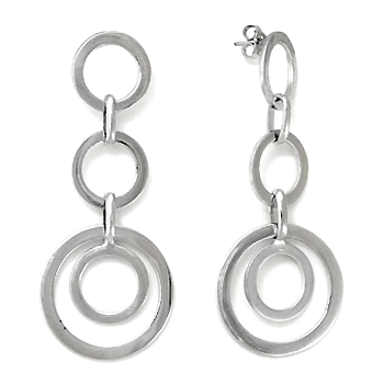 Sterling Silver Fashion Dangle Earrings W/ Rhodium 