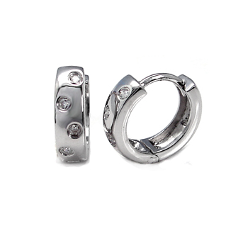 Sterling Silver Cubic Zirconia Small Huggie CZ Earring