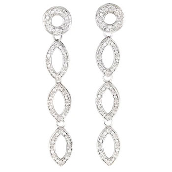 Sterling Silver Cubic Zirconia CZ Dangle  Earrings