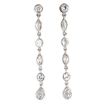 Sterling Silver Cubic Zirconia CZ Dangle  Earrings