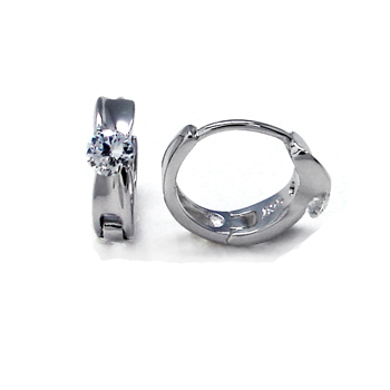 .925 Sterng Silver Cubic Zirconia Small Huggie CZ Earring