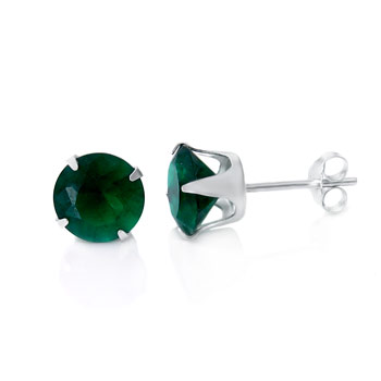 Sterling Silver Cubic Zirconia CZ round Green color Stud Earrings