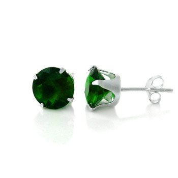 Sterling Silver Cubic Zirconia CZ round Peridot color Stud Earrings