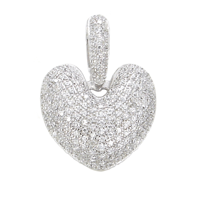 Wholesale Sterling Silver Cubic Zirconia Pave Setting CZ Heart Pendant